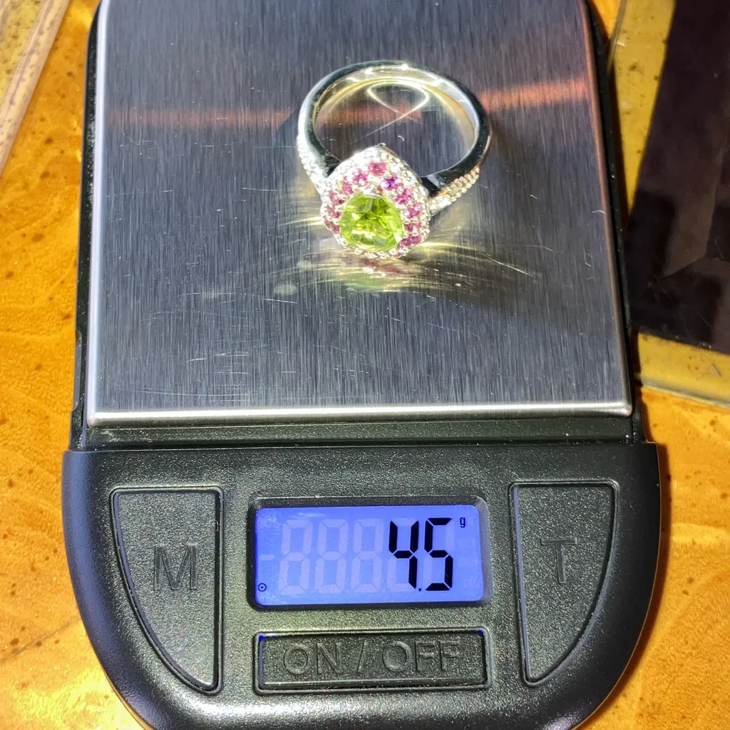 Natural Peridot Garnet Sterling Silver Ring Size 9 Green - Image 9