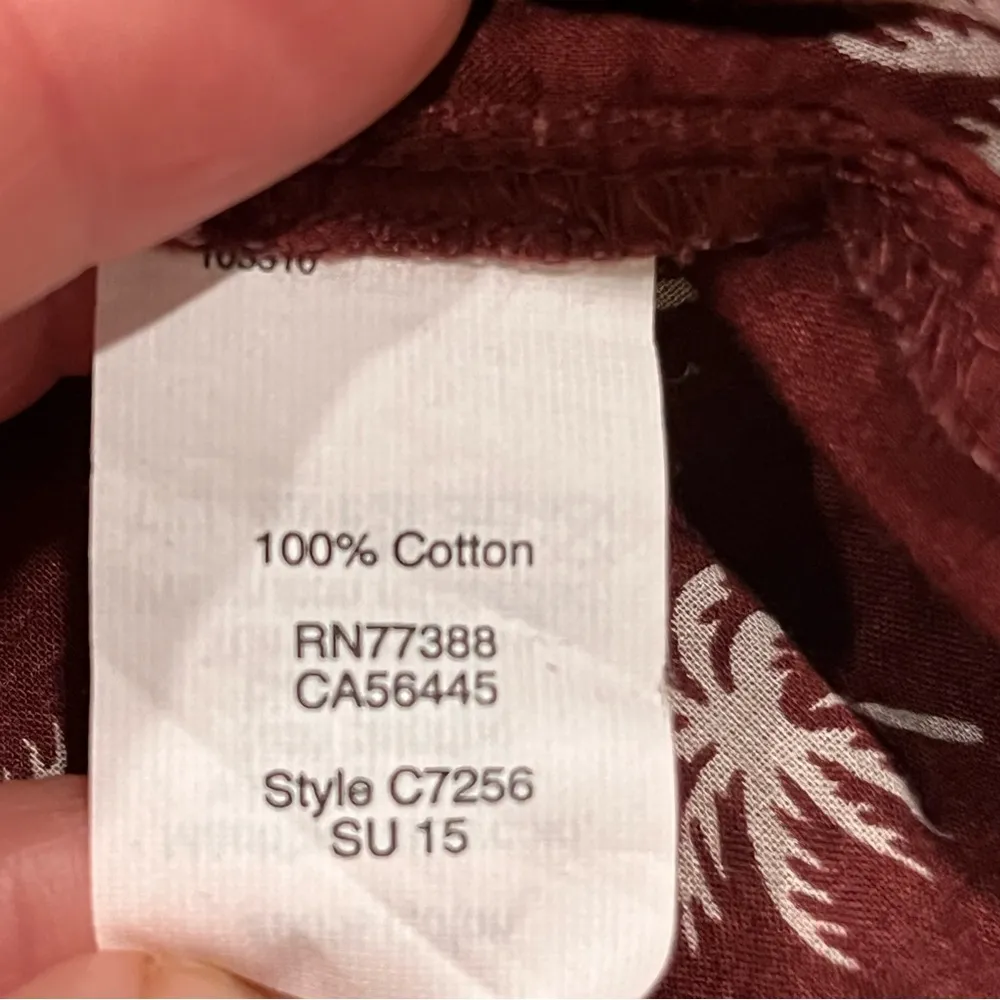 Madewell Maroon Palm Tree Courier Button Down Short Sleeve Top Shirt size Small - Image 10