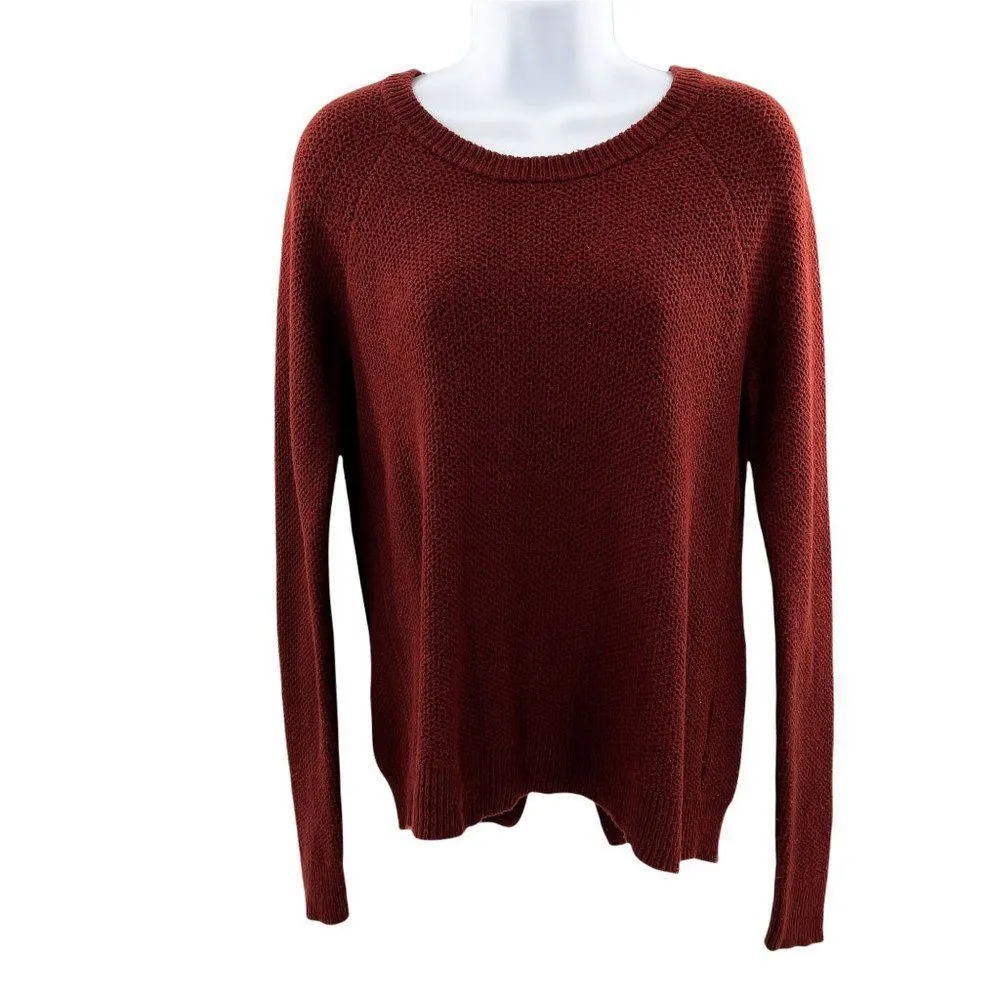 Madewell Province Tulip Hem Split Back Long Sleeve Sweater in Mahogany XS - Image 81