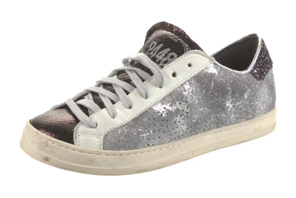 P448 John Cola Sneakers – Silver & Plum Glitter (EU 37 / US 7) - Image 1