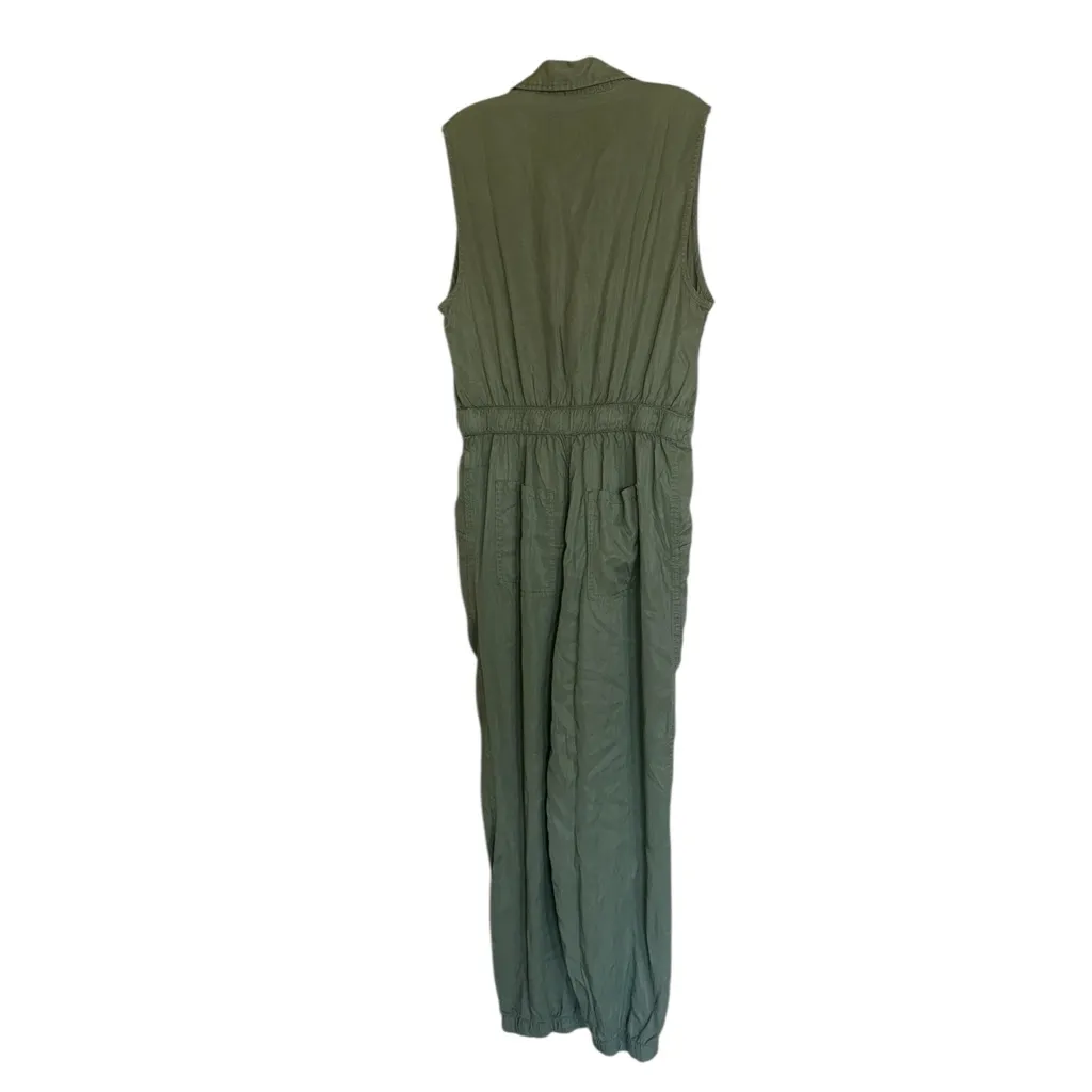 NWT Sanctuary X Anthropologie Sage Green Sleeveless Jumpsuit Exposed Button L - Image 4
