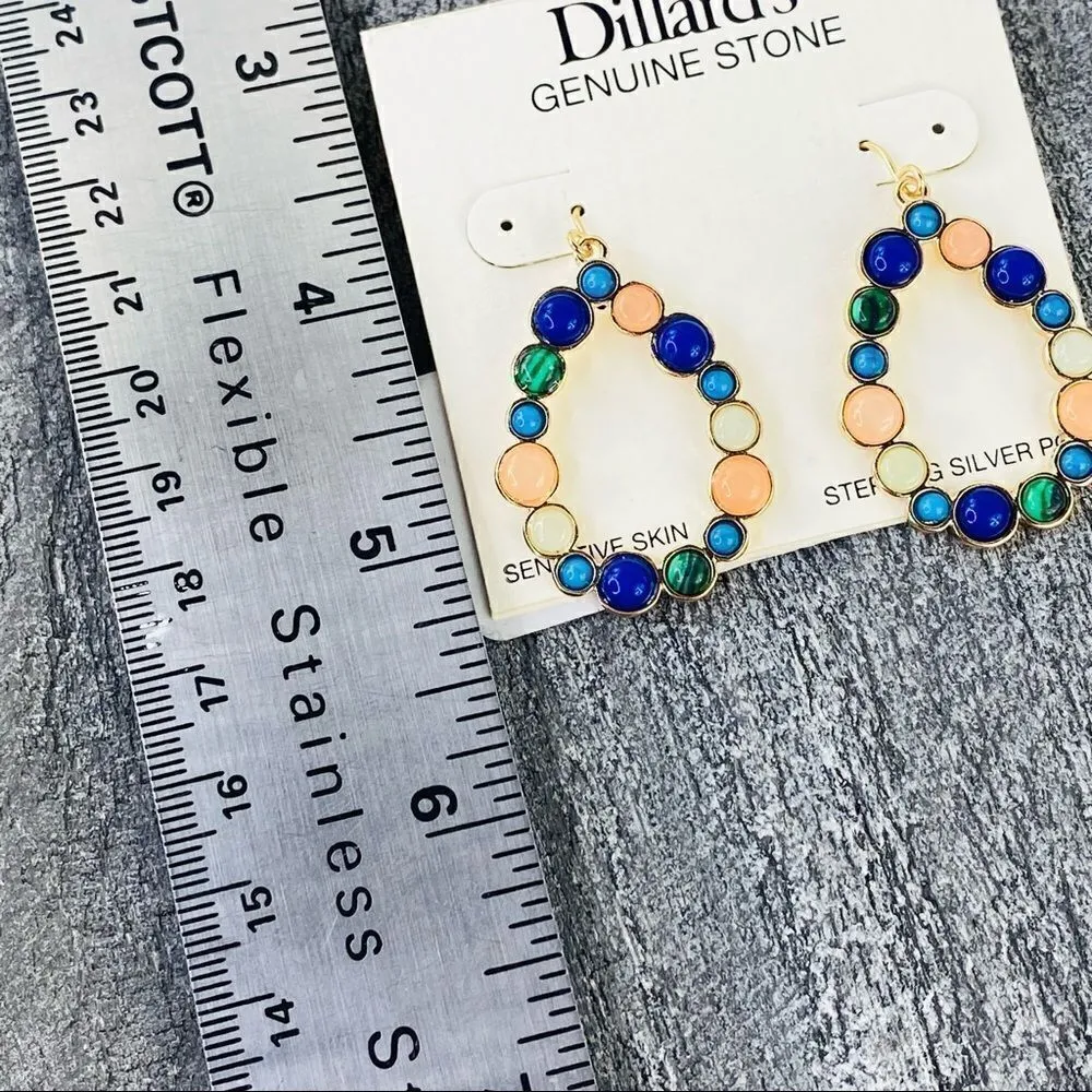 Dillards Open Teardrop Dangle Fashion Earrings NWT Blue - Image 11