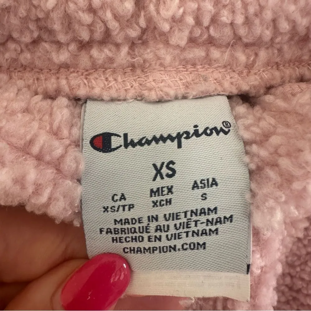 Champion x Urban Outfitters 2 Piece Teddy Fleece Sweatshirt Joggers XS Pink - Image 8