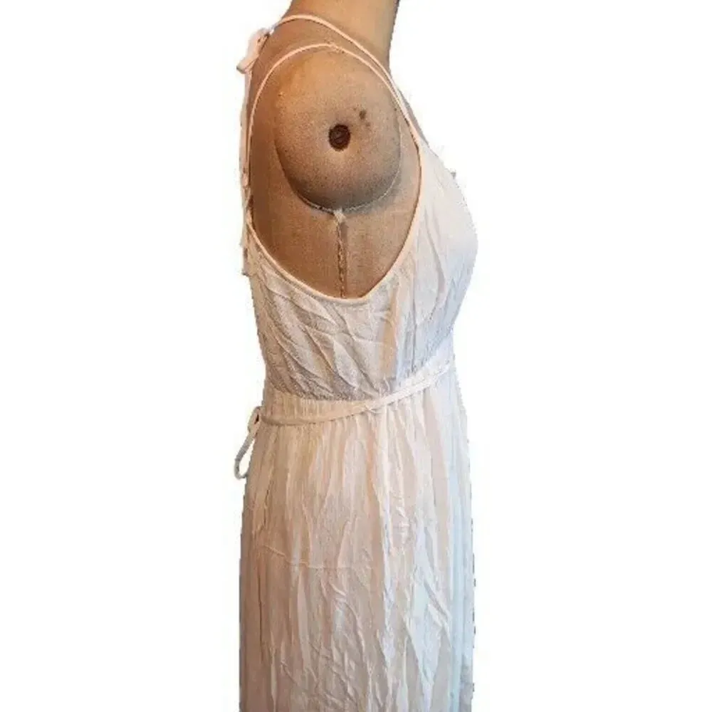 Motherhood Off White Boho Floral Lace Trim Lined Maxi Maternity Dress Medium - Image 12