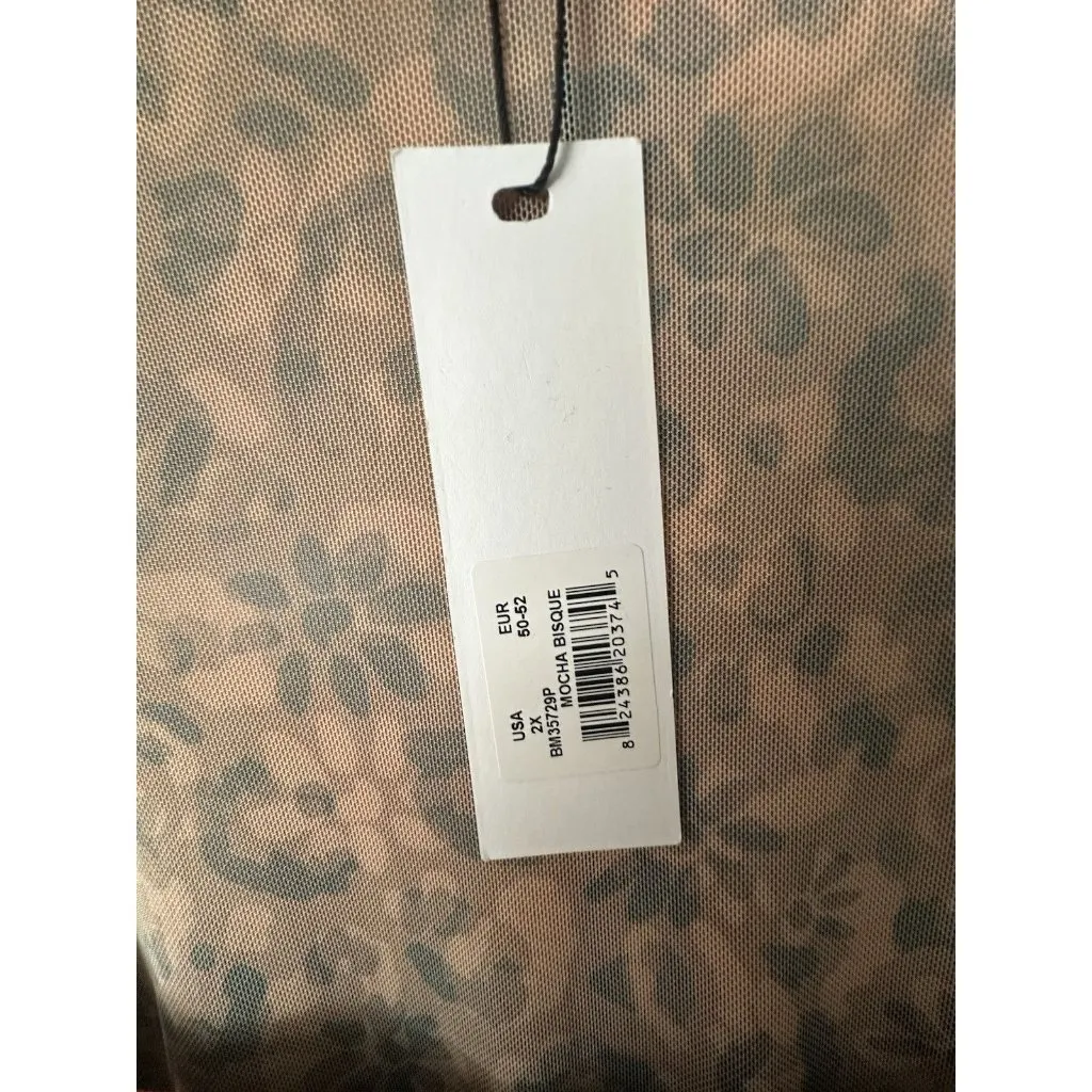 NWT Steve Madden Women’s Hayden Long Sleeve Sheer Brown Square Neck Top - Sz 2X - Image 8