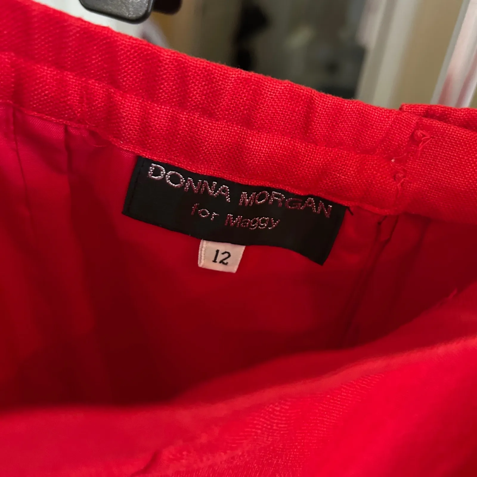 Donna Morgan Blazer Skirt Set Red Bow Trim Short Sleeve Suit Size 10 - Image 8