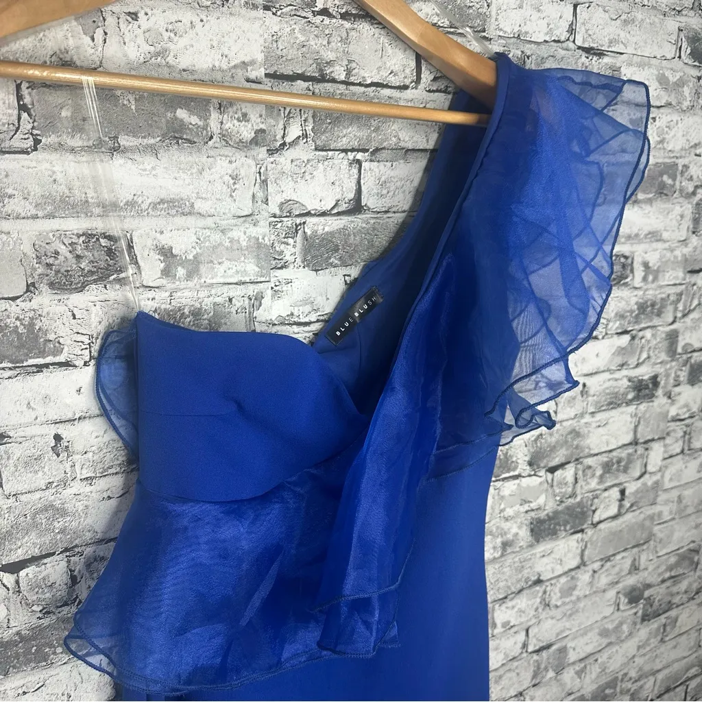 EUC Blue Blush One-Shoulder Ruffle Dress Size Medium (RN 148731) - Image 5