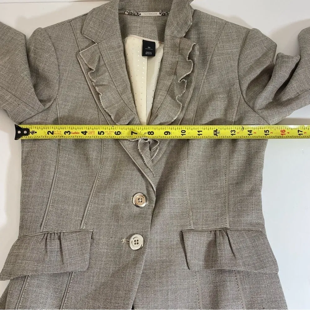 White House Black Market Gray/Light Tan 3/4 Sleeve Blazer Size 00 - Image 11