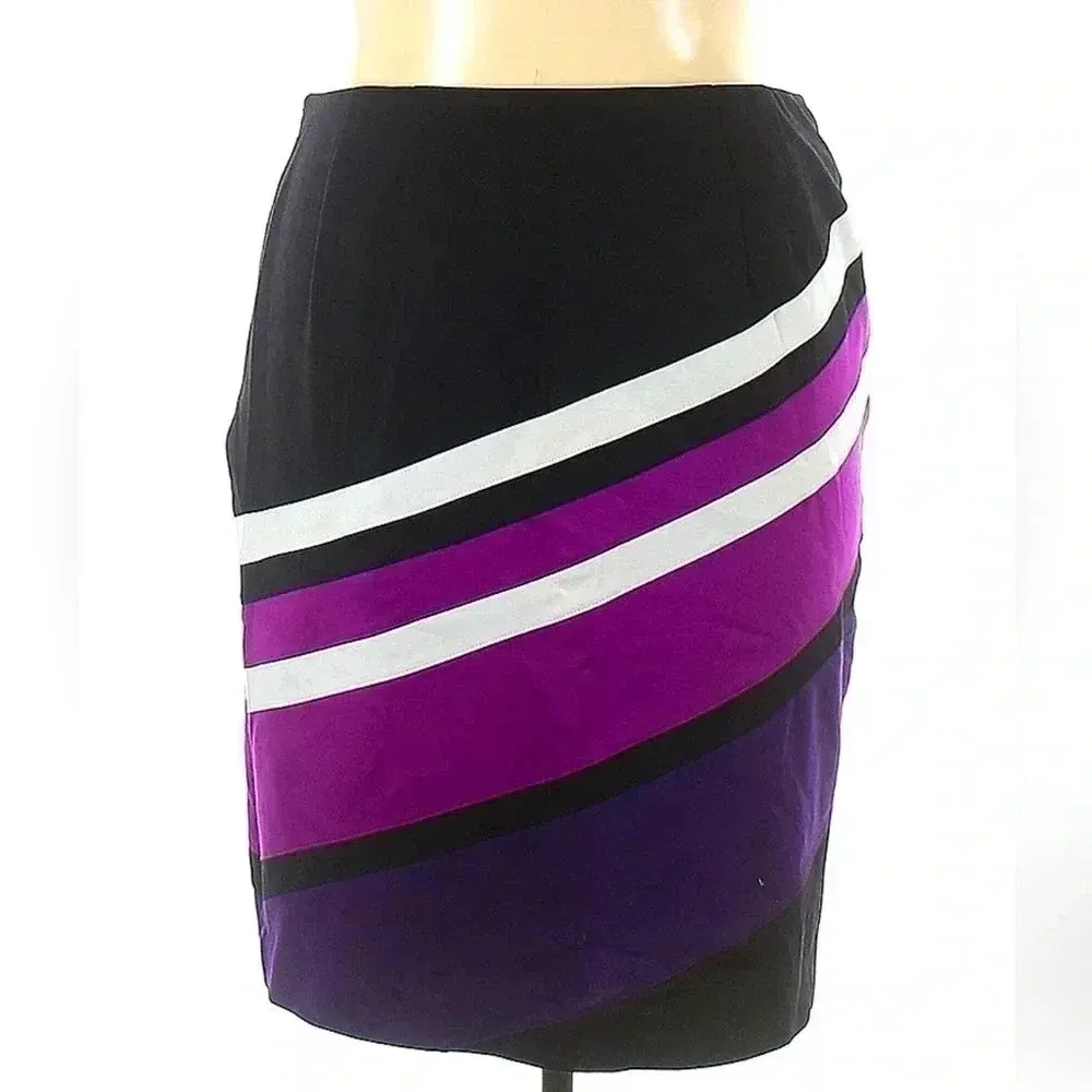 Lane Bryant | Purple White Black Stripe Color-block Pencil Skirt  Plus Size 22 - Image 2