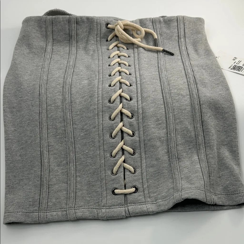 Forever 21 Heather Gray Lace-Up Skirt - Image 13