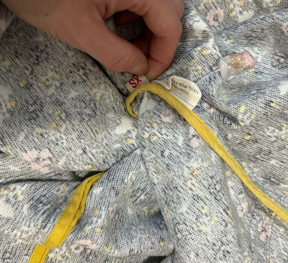 Celiab Blue Corduroy Floral Papyrus Peasant Midi Dress Size XS Boho - Image 8