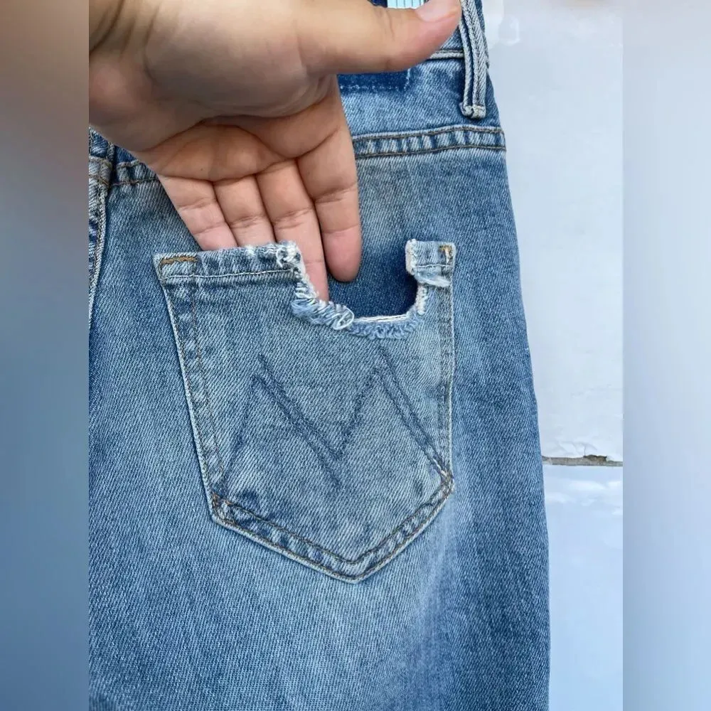 MOTHER SUPERIOR DENIM Insider crop step fray jeans in We Are Castaways blue 23 - Image 11