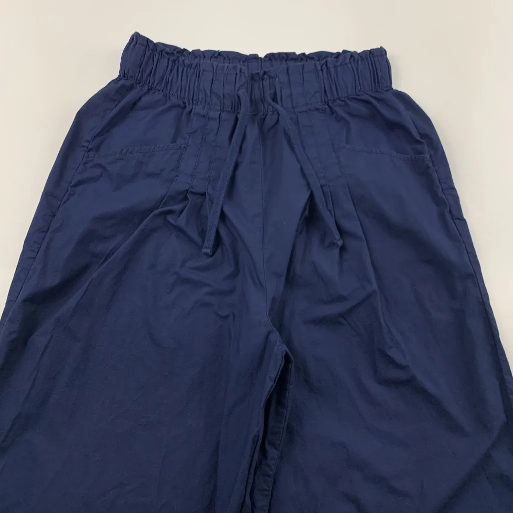 PETITE Maeve Navy Blue Poplin High Rise Wide Leg Cropped Pant SP - Image 2