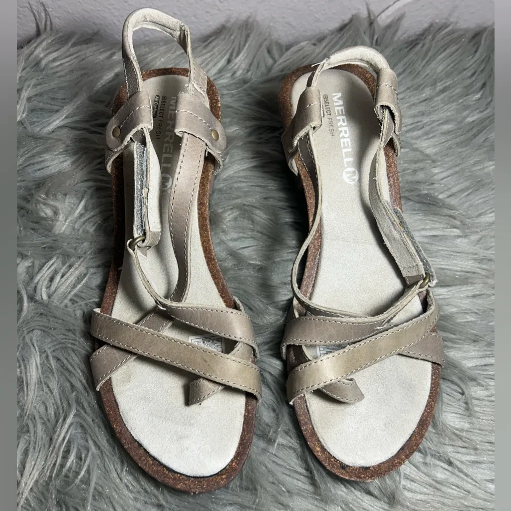 Merrell Revalli Aura Wedge Sandal - Women's Taupe Strappy Sandals Size 7 - Image 5