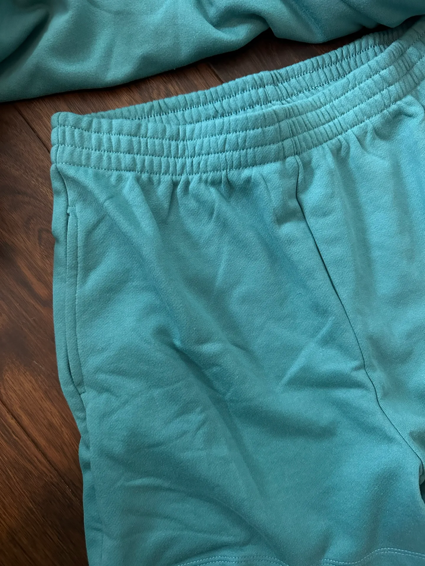 Listicle Teal Henley Terry Lounge Sweat Shorts Set - Image 3