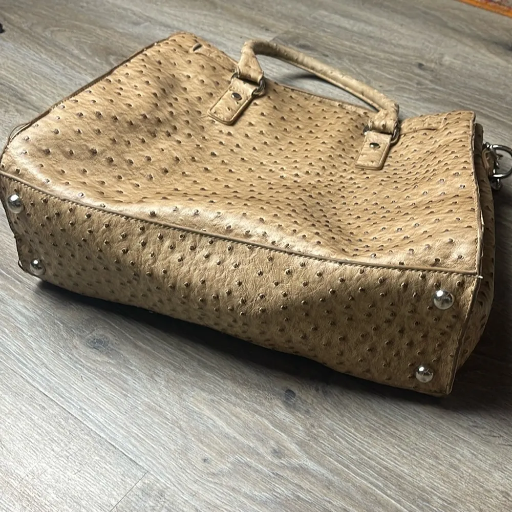 Faux Ostrich Bag Tan - Image 3