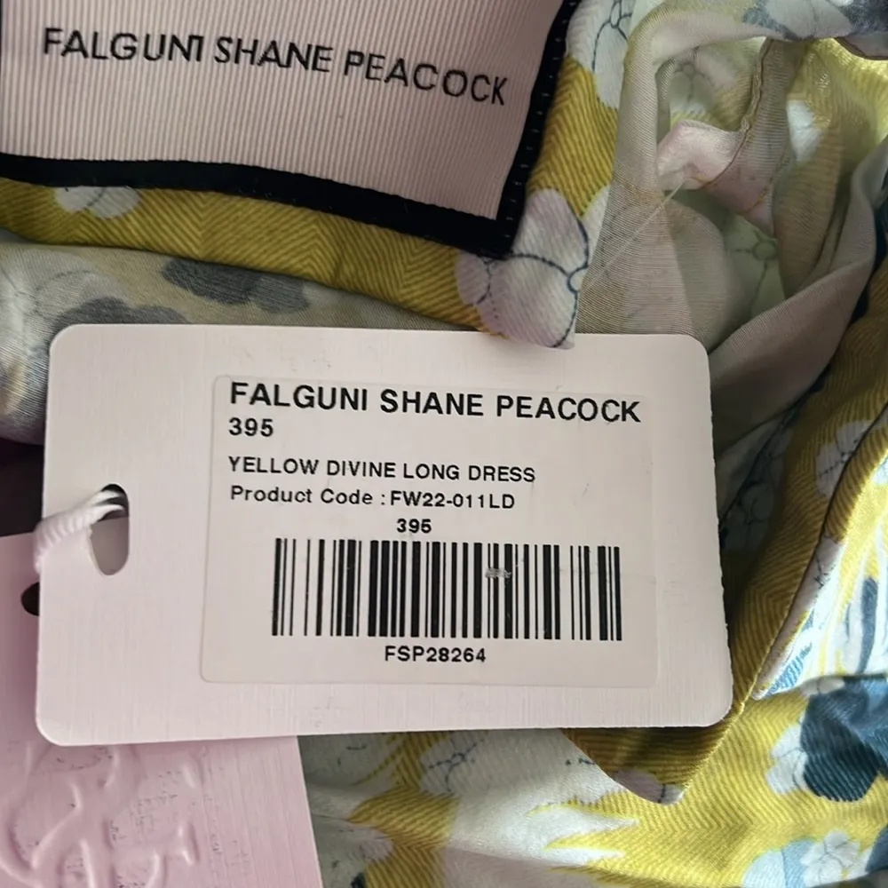 Falguni Shane Peacock Yellow Divine Long Maxi Dress, Size M, New w/Tag Size M - Image 13