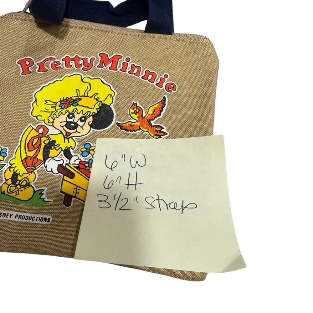 NEW Vintage Pretty Minnie Canvas Tote Purse Tan & Blue / Yellow Hat Mouse Power - Image 6