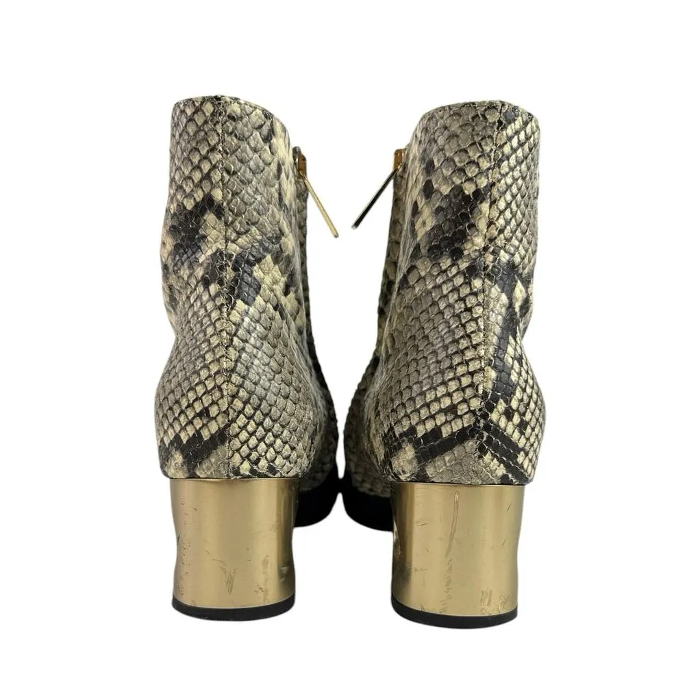 Coliac Calvin Black White Leather Snakeskin Pointed Toe Ankle Boots Sz 37 US 6.5 - Image 3