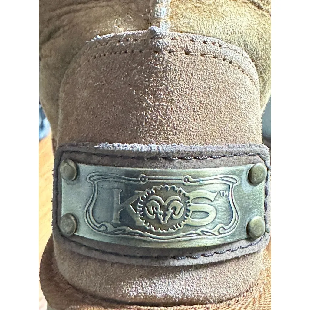 KOS Women's Tall Shearling Lined Wrap Boots Suede Lace Up Winter Boots Sz 5 Brown - Image 5