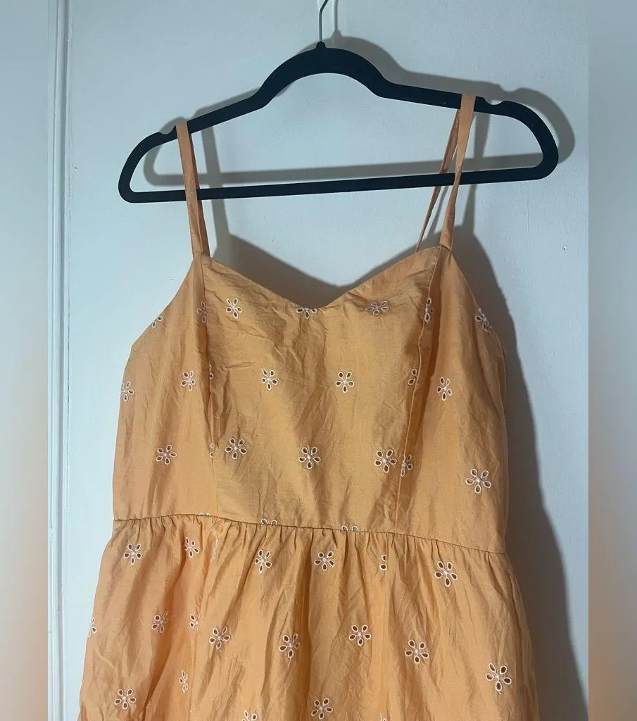 Old Navy Peach Fit & Flare Eyelet Midi Dress - Image 4