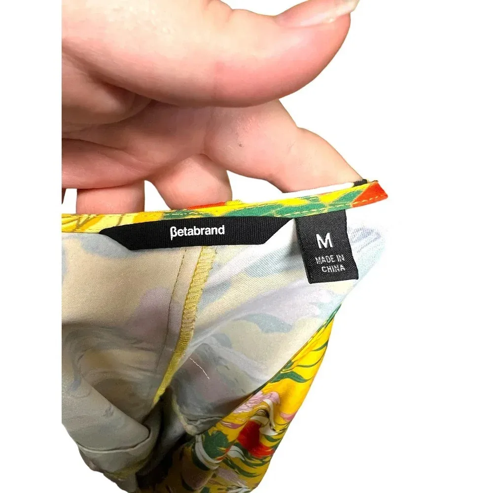 Betabrand Perfect Blouse Wrap‎ Top in Dragonfly Floral Print Yellow Size Medium - Image 12