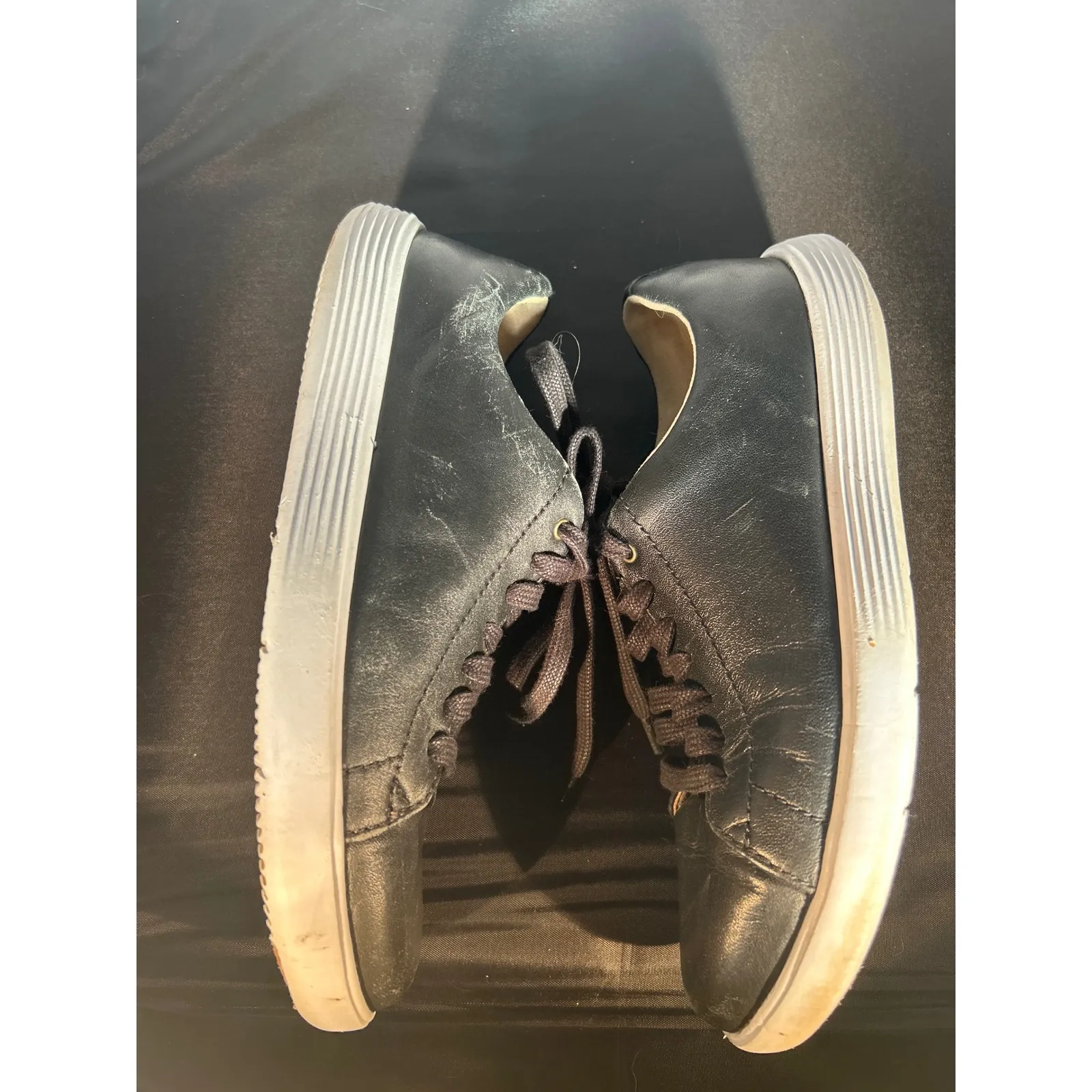 Cole Haan Black‎ Leather Lace Up Sneakers Comfortable Everyday Casual Shoes - Image 2