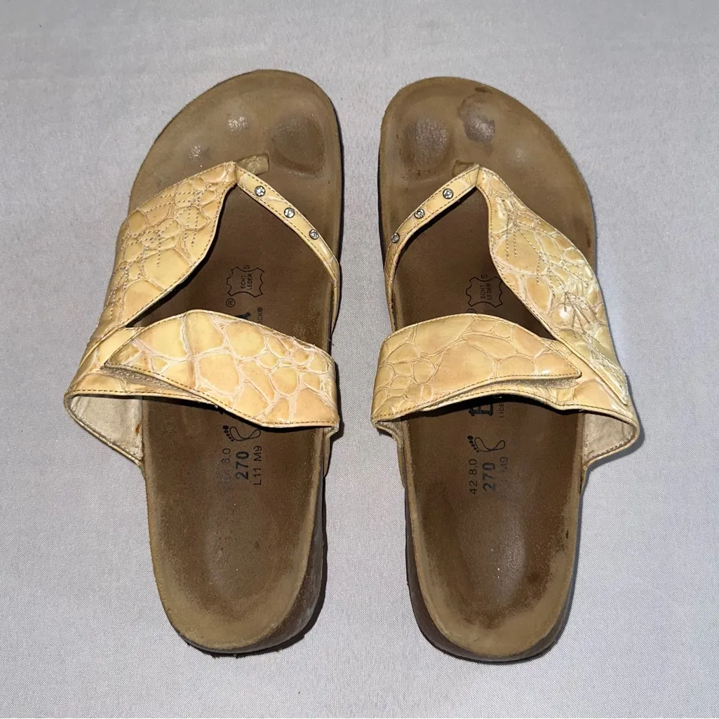 Birkenstock • Betula Bombay Leaf Golden Beige Thong Women’s Size 11 - Image 2