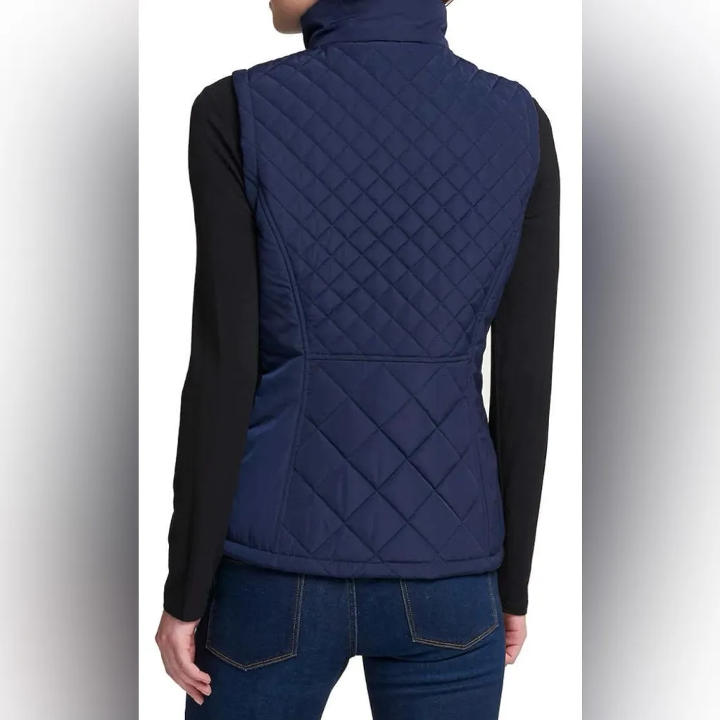 V1. Women’s Andrew Marc XL Dark Blue Zip Up Quilted Puffer Vest - Image 4