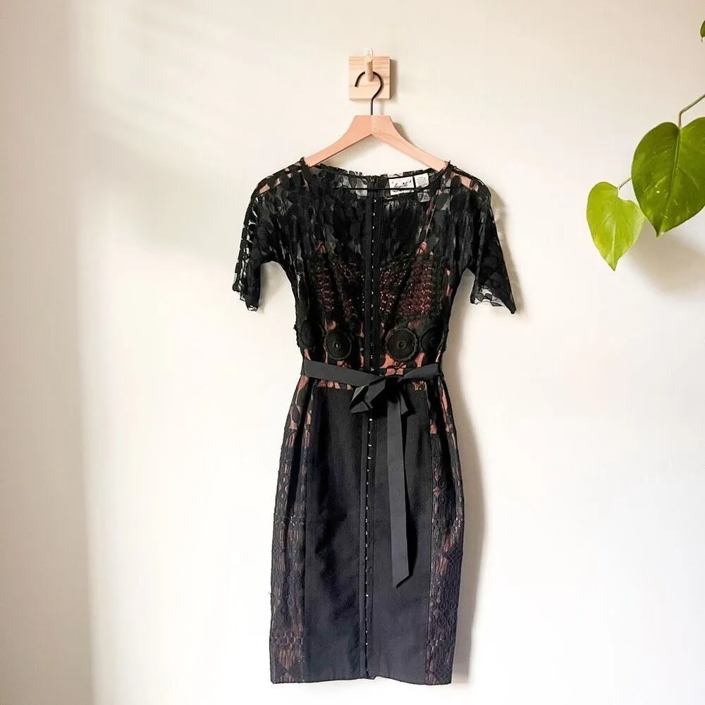 Byron Lars Beguile Carissima Black Cream Lace Dress Size 0 - Image 5