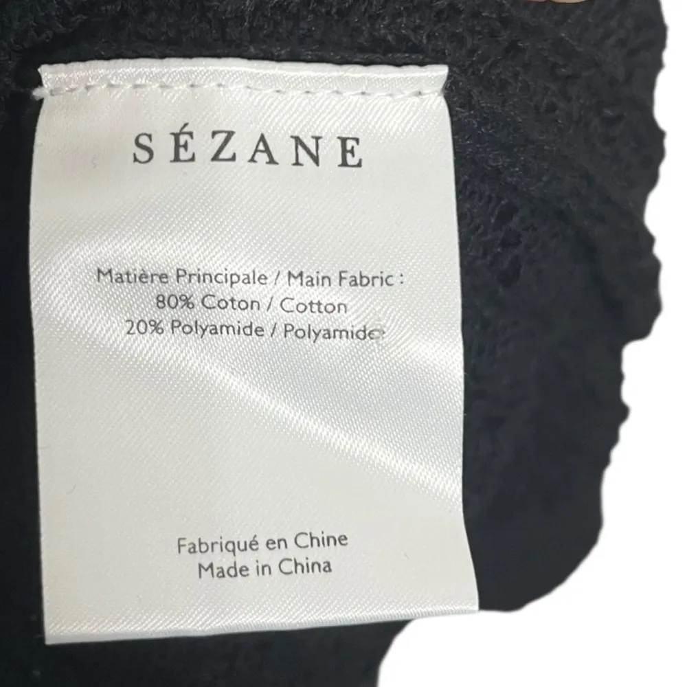 SEZANE Trecy Crochet Knit Sweater Black Pullover Women’s Size Medium Cotton - Image 8