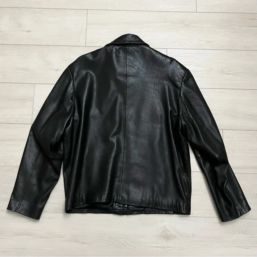 Vintage Leather Jacket Size Medium | Vintage Oversized Leather Jacket - Image 3