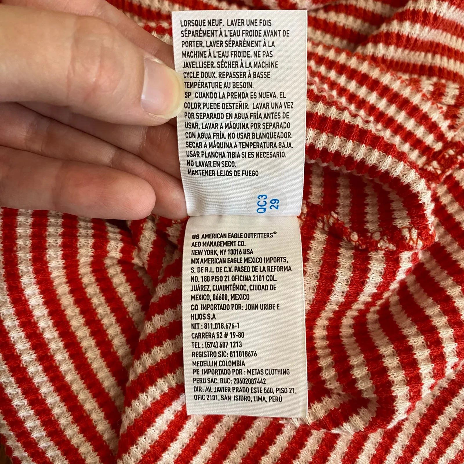 American Eagle‎ NWT Striped Long Sleeve Shirt Womens Size XS Red White - Image 9