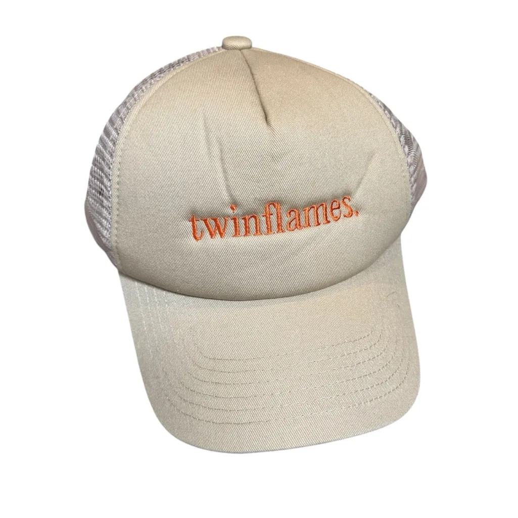 Twinflames Snapback Trucker‎ Hat Orange Beige Mesh Streetwear Eclectic Grandpa - Image 4