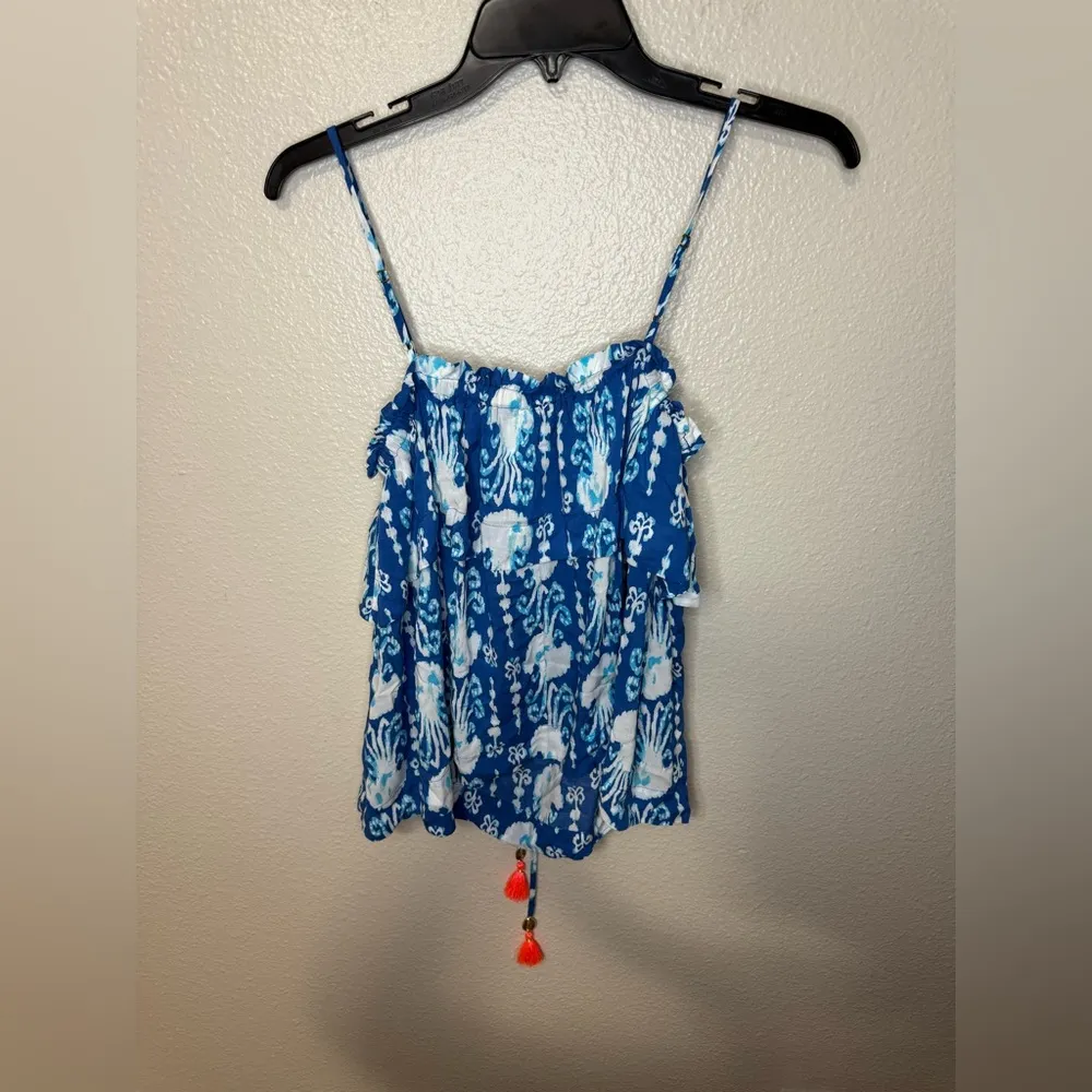 Lilly Pulitzer Mays Indigo Get In Line Blue jellyfish Top Size S - Image 8