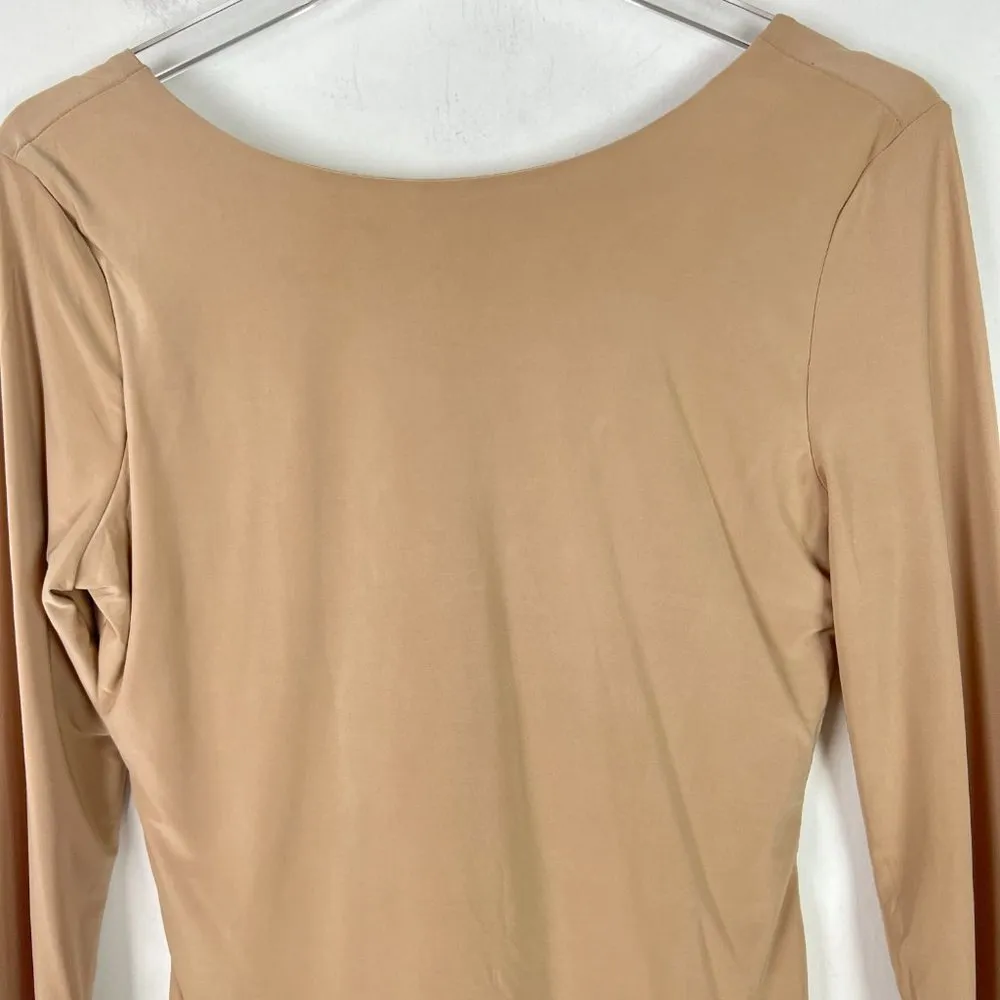 NWT 21 Saints Long Sleeve Scoop Back Top Stretch Light Nude Size Large L NEW - Image 2