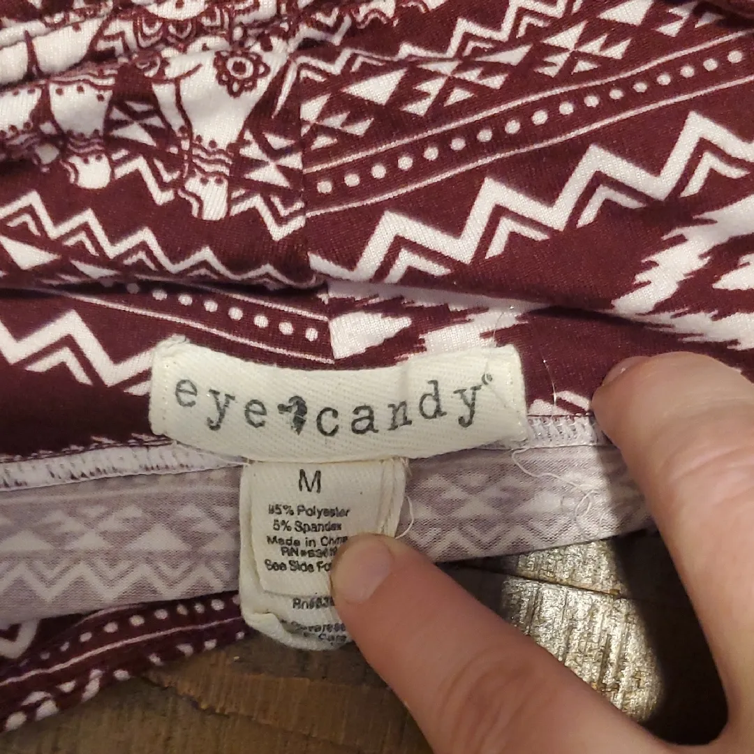 Eye Candy Burgundy and White Elephant Pattern Leggings - Image 2