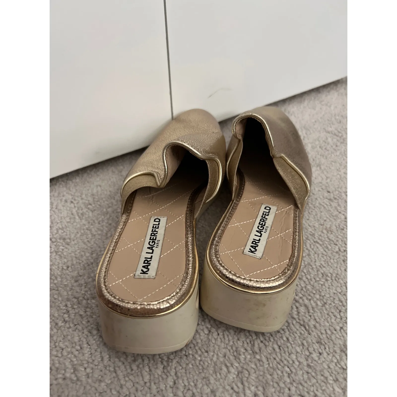 Karl Lagerfeld Calista Sneaker Mule – Size 8.5 – Metallic Gold Leather - Image 2