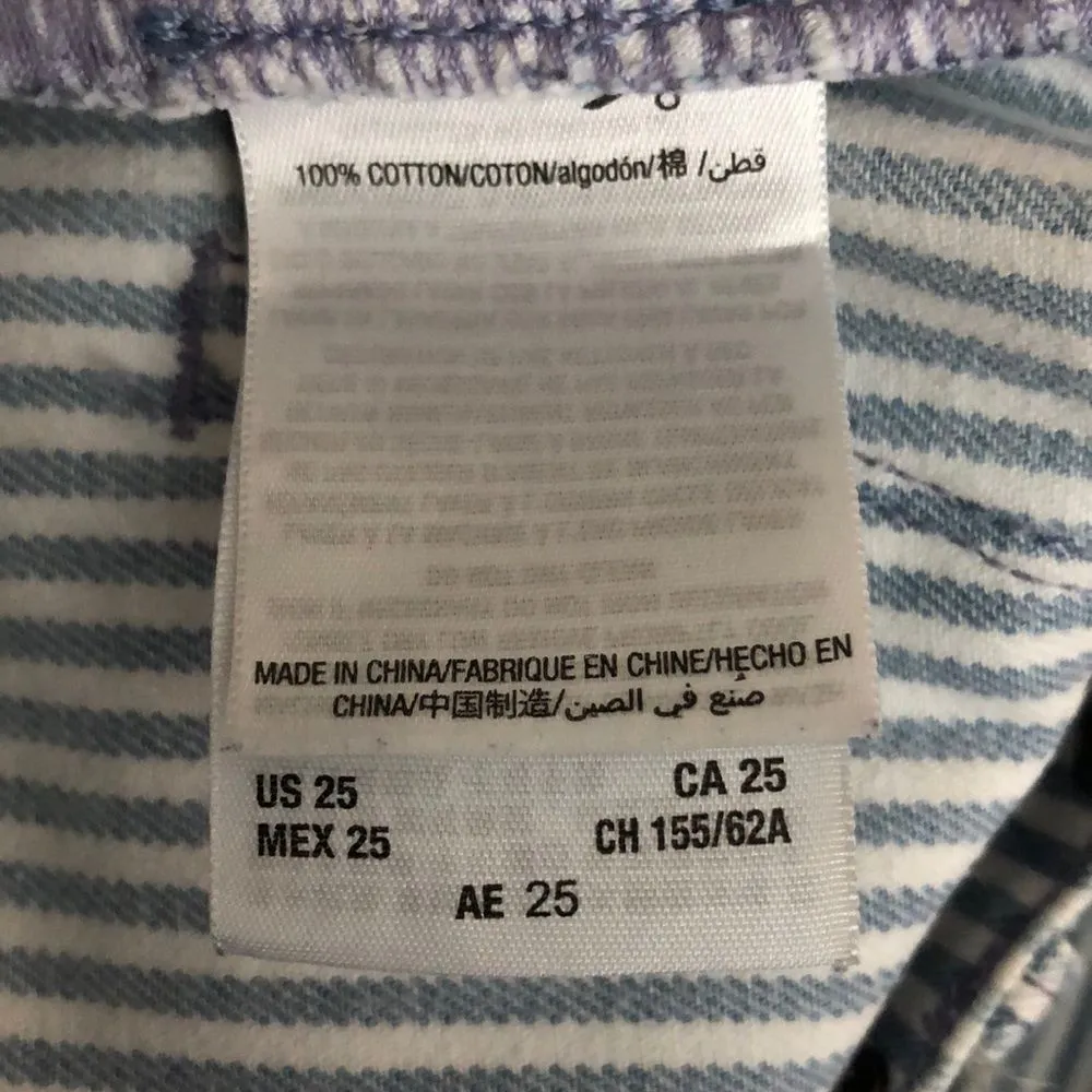 Juicy Couture High Rise White Blue Stripe Girlfriend Jeans with Studded Detail - Image 11