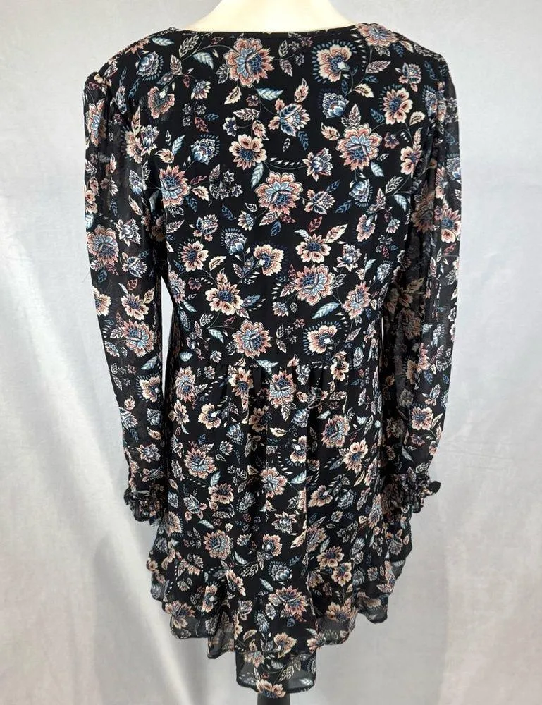 Inspired Hearts long sleeve black floral smocked ruffle dress size large NWT - Image 5