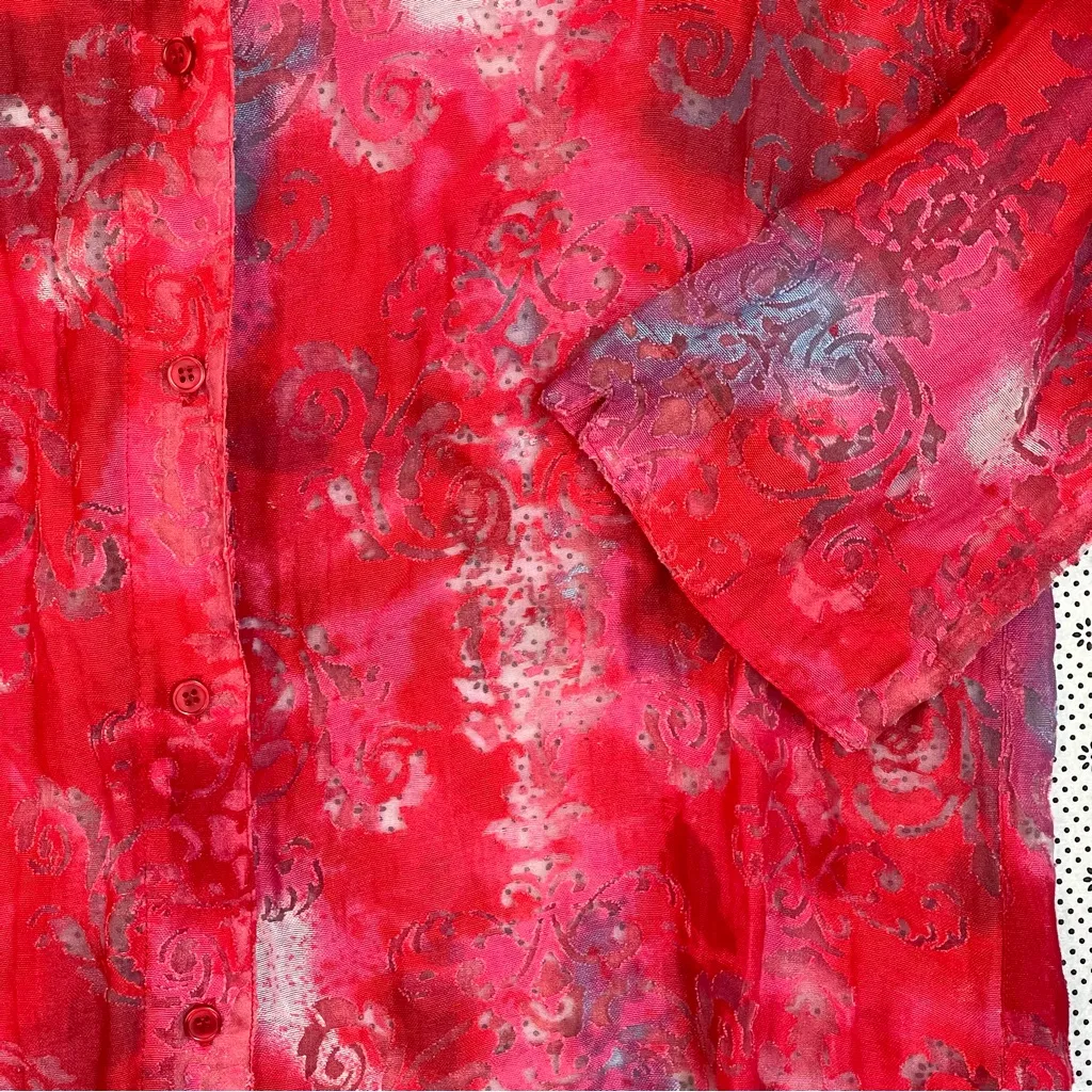 Tantrums Vibrant Red and Blue Button Down Shirt Size XL - Image 2