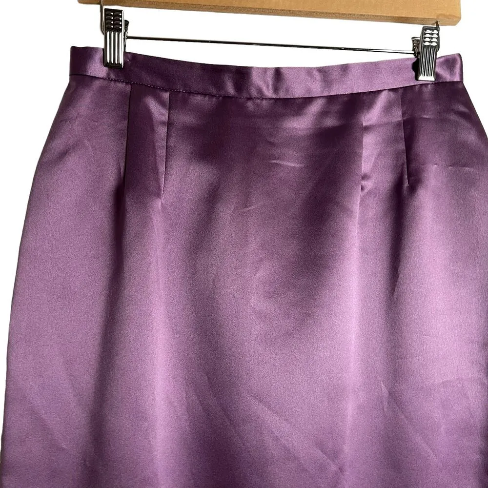 Donna Ricco Purple Satin Skirt Jacket Set Set Size 10 - Image 7