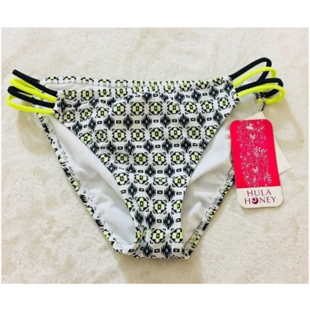 Hula Honey Bikini Bottom Small Volt Black White - Image 2
