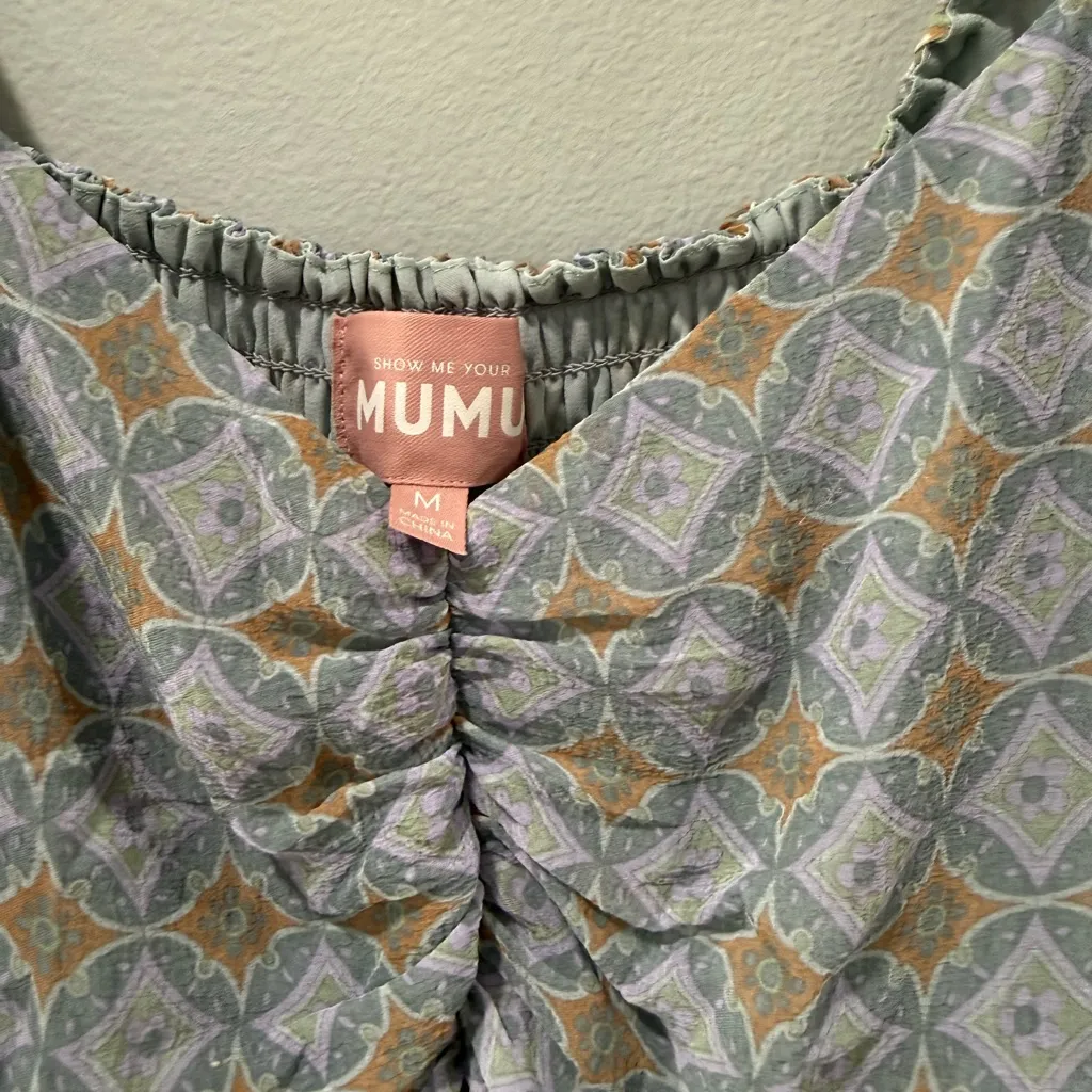 Show Me Your MuMu Blue and Yellow Floral Midi Dress - Image 8