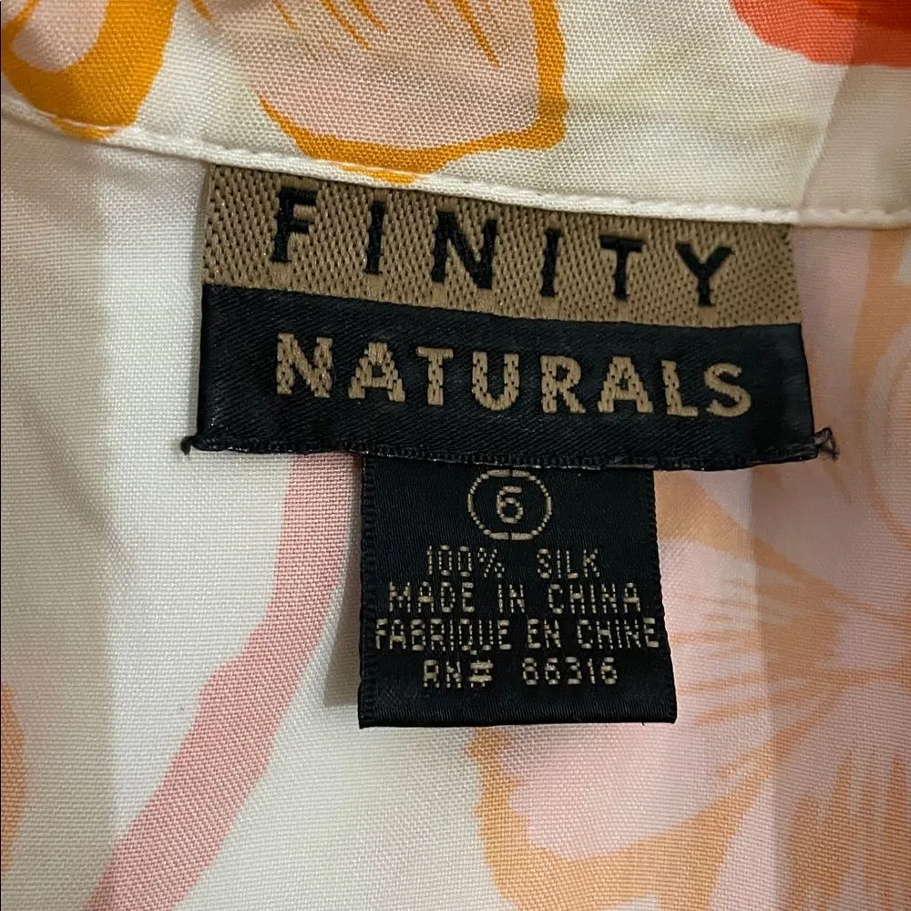 Finity Naturals VTG 90s Silk Hawaiian Floral Button Up Top Shirt Womens Size 6 Orange - Image 2