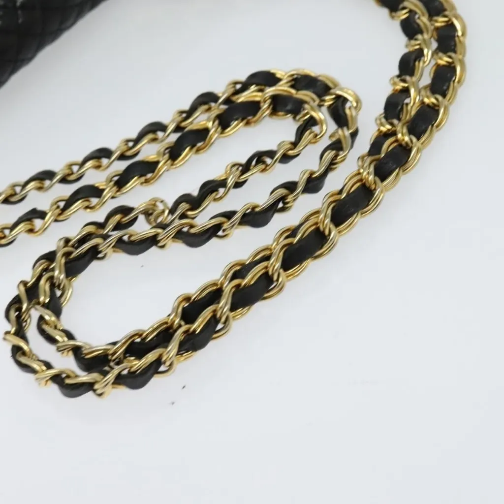 BALLY Quilted Chain Shoulder Bag Leather Black Gold Authentic - Image 8