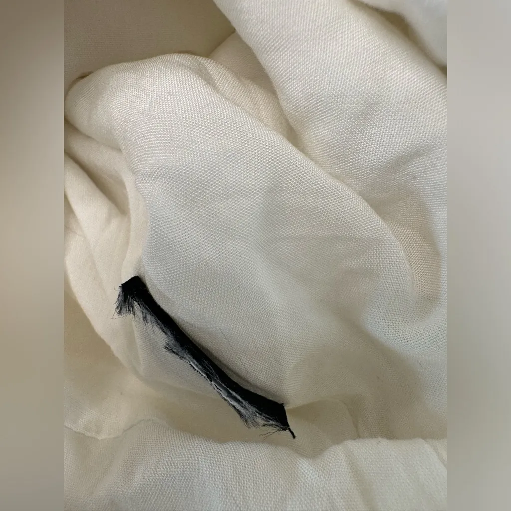 7 For All Mankind White Eyelet Lace Puff Sleeve Babydoll Mini Dress size Medium - Image 12