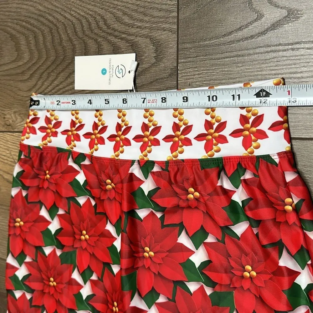 Skort Obsession 16” High Rise Poinsettia Holiday‎ Tennis Golf Skirt Skort Small Red - Image 7
