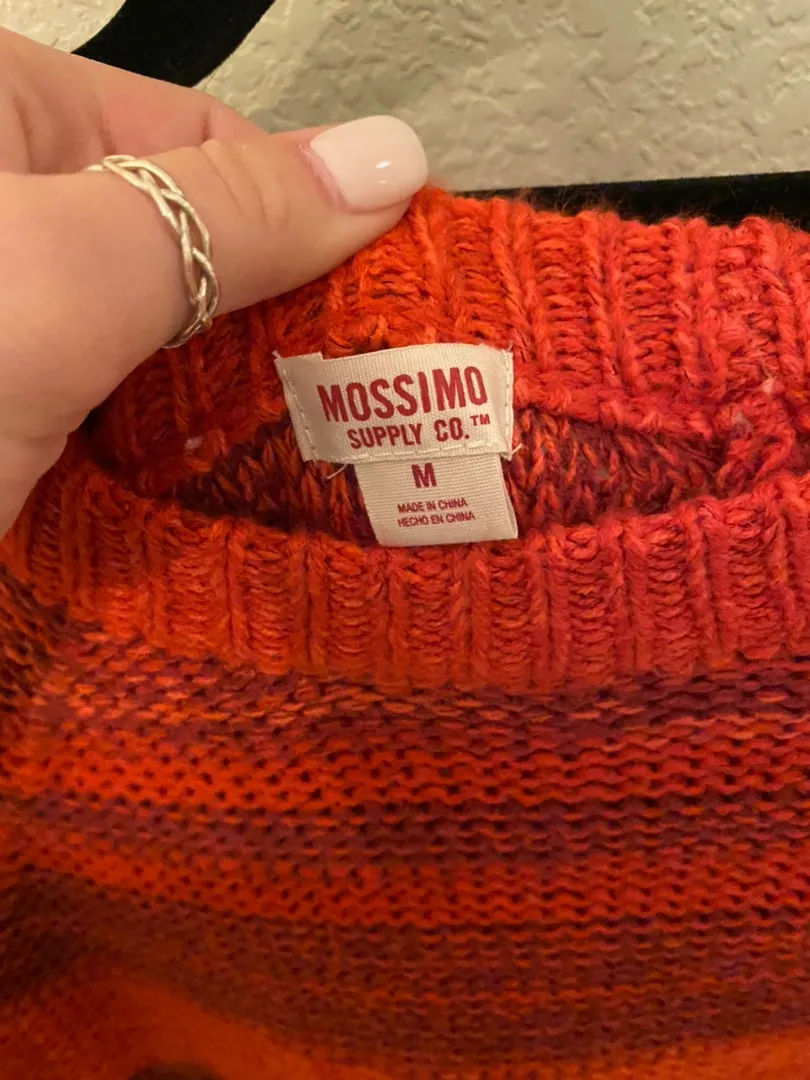 Mossimo Supply Co Orange/Red Striped Sweater - Image 3