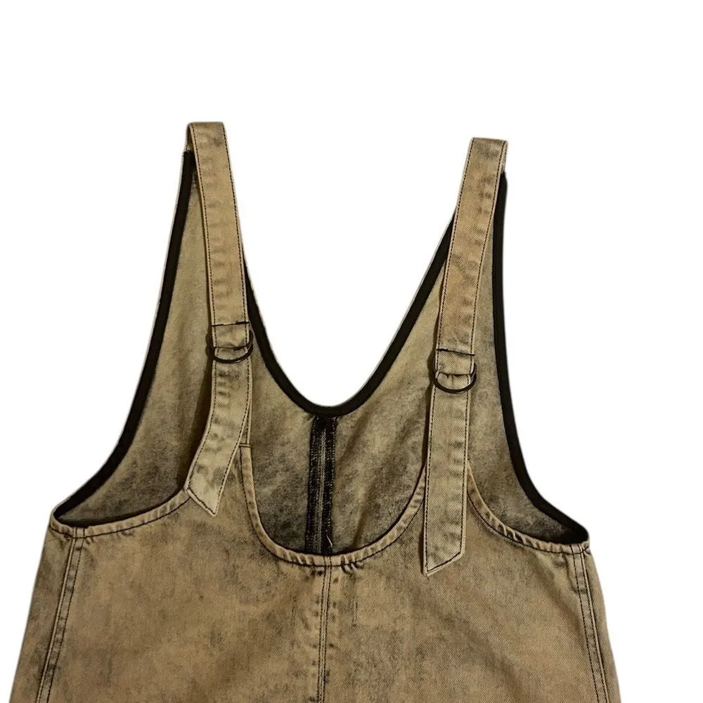 WE THE FREE People HIGH ROLLER Cotton Denim Moss Stone Jumpsuit(Size Small) - Image 6